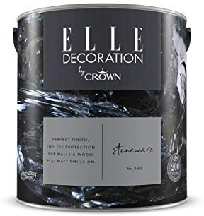 Crown ELLE DECORATION Stoneware No. 162, 2,5 L, extra-matte Premium Wandfarbe für Innen, für Wände und Holz, hohe Deckkraft, Innenfarbe,glühendes Blaugrau