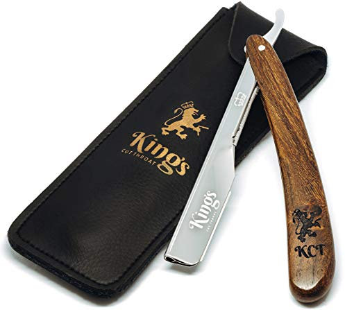 Kings Cutthroat - Men’s Cutthroat Shaving Straight Slider – Cut Throat Razor, Straight Razor For Men, Leather Travel Pouch & Velvet Kit Bag Included – Beard Grooming Kit | No Blades