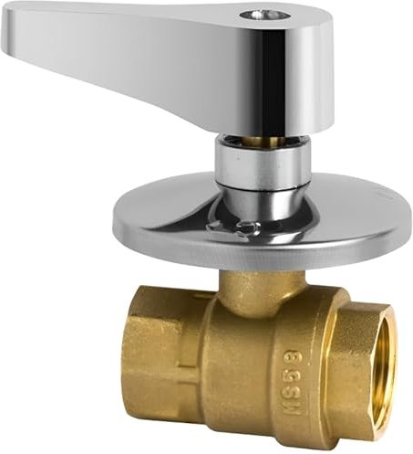 Robinet à boisseau sphérique 3/4 pouce - vanne d'arrêt en laiton nickelé avec joint PTFE – robinet d'arrêt encastré - convient à l’eau potable