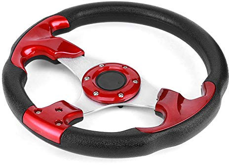 Volante Tbest 320Mm 12.5In Volante per Auto con Pulsante Clacson Parte Modificata Universale in PVC Colore Rosso