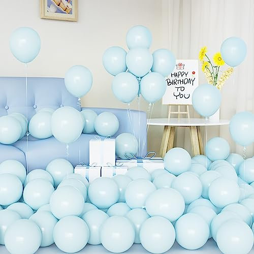 Ballons Bleus, 50 Pièces Ballons Bleus Pastel Latex 5 pouces Petits Mini Ballon avec Ruban pour Garçons Hommes Fêtes d'Anniversaire Prénatale Sexe Révéler Baby Shower Mariage Neutre Décorations