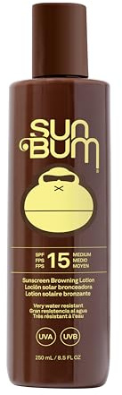 Sun Bum Brawing Lotion LSF 15, Bräunungslotion mit Breitband-UVA- und UVB-Schutz, vegane Formel mit Kokosnussöl, 250 ml