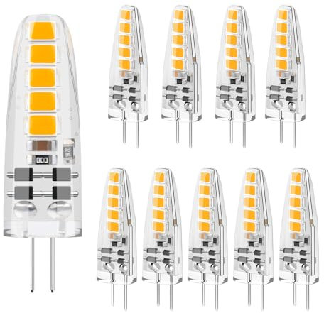 DiCUNO G4 LED dimmbar, 2W Lampe entspricht 20W Halogen, Warmweiß 2700K, 185lm, 360° Abstrahlwinkel, LED Leuchtmittel 12V AC/DC, 85Ra, flimmerfrei, G4 Stiftsockel, 10er Pack