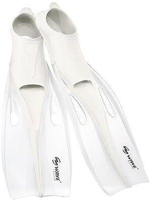 Schnorchelflossen für Erwachsene, Tauchflossen, volle Fußtasche, Schwimmflossen, offene Zehen, Schnorcheln, Schwimmflossen, ohne Riemen, Schwimmtraining, Weiß, transparent