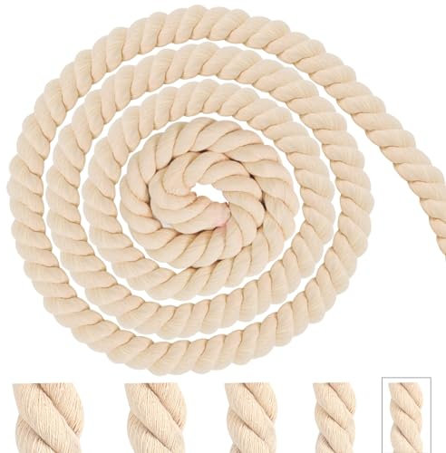 Cordón de algodón de macramé de 8 mm, 5 m, cuerda de rocío beige, cuerda de algodón, cordón grueso, cordón de algodón para decoración, manualidades, jardinería, embalaje de regalos