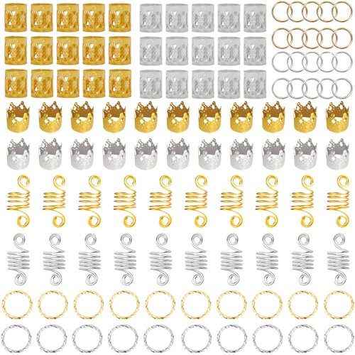 110 Stück Dreadlocks Schmuck Haarspiralen Clips, Verstellbar Metall Cuffs Haar Flecht Ringe, Perlen Haarschmuck Braids Haar Dreadlocks Zubehör Für Frauen Männer Zöpfe Dekoration