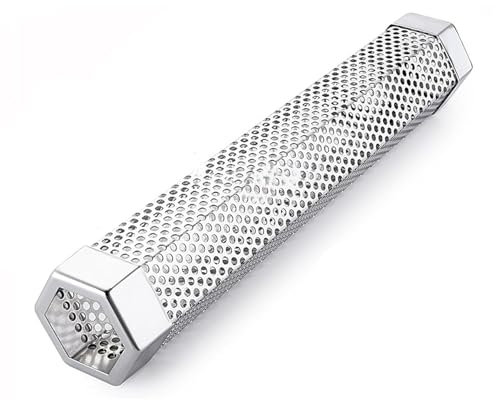 Tube de fumage en acier inoxydable pour barbecue à gaz, barbecue au charbon de bois et barbecue sphérique, barbecue à charbon pour un goût de fumée aromatique dans la viande, 31 cm