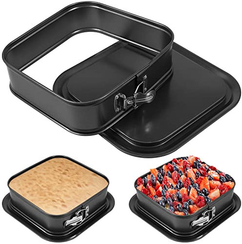 RHAIQBVC Springform Cake Tin for Baking, 24×28cm Non-Stick Cheesecake Pan with Removable Bottom,Leak-Proof Square Bakeware Dishwasher Safe Baking Pan Tray for Tortes Cheesecake Mousse (Square)