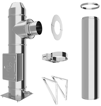 Edelstahlschornstein Bausatz in allen Längen und Durchmessern doppelwandiger Aussenkamin 25mm Isolierung 0,5mm Wandstärke Schrauberverschluss Kaminbausatz aus V4A Edelstahl (Ø 200mm, 2,2m)