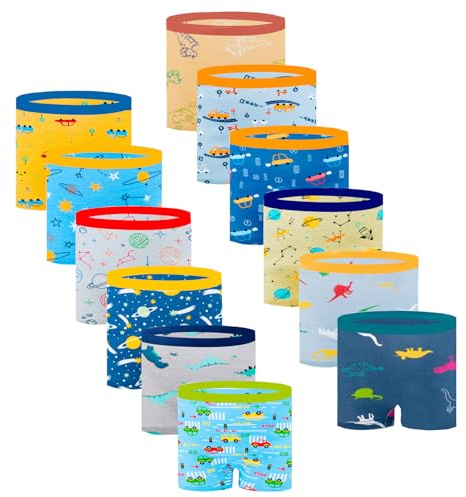 Cogindss Xmrlvn Boys Boxer Shorts Boy Underwear Cotton,7-9 Years,12 Pack,Multicolor,Size:XL
