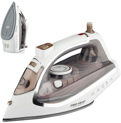 Bügeleisen, Dampfbügeleisen, 2200W Keramik-Bügelsohle Bügeleisen mit Selbstreinigungs & Sprühwasserfunktion, Antikalk-System,Tropfstopp, kurze Aufheizdauer, 350ML Wassertank (Braun)