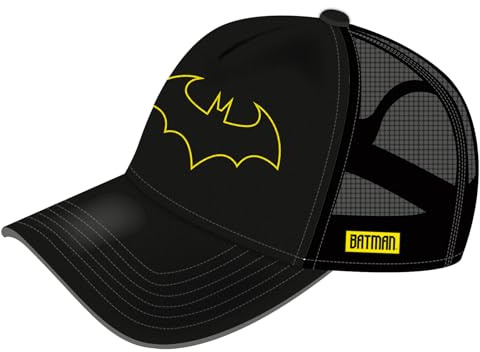ARDITEX Casquette Batman noire pour enfant avec visière incurvée, grille arrière, fermeture réglable et broderie avant et latérale, 100 % polyester, taille unique 51-54 cm (5 à 9 ans)