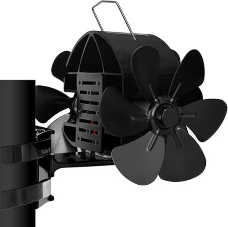 Hattba Horno ventilador alimentado por calor para estufa, tubo, 3 cabezales, chimeneas, horno para distribución de calor, estufa no eléctrica DY4206