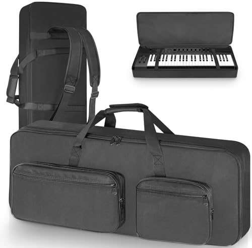 SUNDOY 49 Key Gig Bag for Electric Piano, Keyboard Backpack Case Made from 600D Oxford with 10mm Full Cotton Padding, Lightweight, Durable, & Travel (86x34x11-cm)