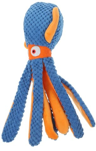 Mobestech Peluche pour Chiots Forme Pieuvre Bleue à Mâcher Amusant et Couineur pour Petits Chiens Aide Dentition et Jeu Interactif