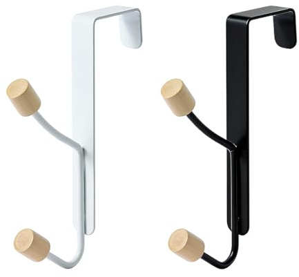 xiluuyou Set da 2 Pezzi Appendiabiti da Porta, Doppio Gancio per Guardaroba da Porta, Gancio Porta Antiruggine, Ganci Universali per Vari Scenari, 17 cm x 4,5 cm