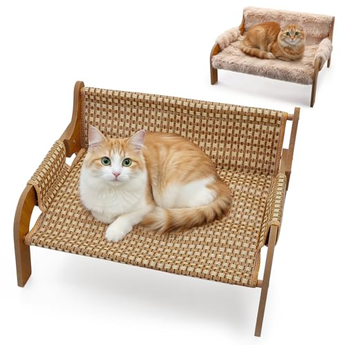 Yapasopu Divanetto Rialzato Per Cani E Gatti Portata 30 Kg, Viene Fornito Con Cuscini Estivi E Cuscini Invernali, Cuccia Rialzata Animali Domestici, 53X44 Cm, Grande Divano Per Gatti