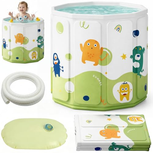 Vasca da bagno pieghevole per bambini da 0 a 8 anni, vasca da bagno integrata con vite di scarico, 40 x 55 x 55 cm