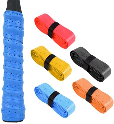 5pcs Tennis Racquet Over Grip Anti Slip Overgrip,Self-Adhesive Stretchy Non-Slip Tennis Squash Baseball Replacement Handle GripTape for Tennis Racquet Grips,Badminton Racket Grips(5clolors,2.5*110cm)