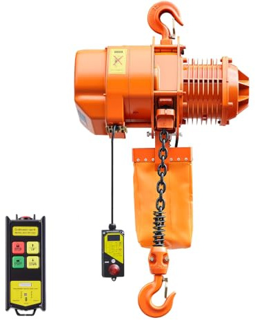 VEVOR 4400 lbs Electric Chain Hoist, 20 ft Lifting Height, 3-Phase Dual-Voltage 208-240V/440-480V 60Hz Overhead Crane with 328 ft Wireless Remote Control, G100 Single Chain Electric Lift Hoist