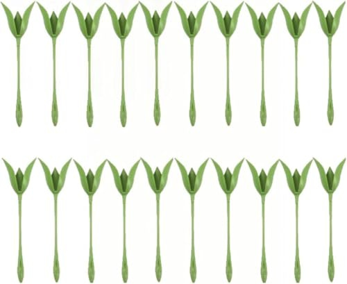 Tillverkad av ABS och grön, denna uppsättning av 10/20/30 rosservetthållare och Origami blomverktyg är perfekt för vackra bröllopsbord och festinredning. (20 st)
