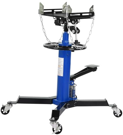 1322 LBS Transmission Jack High Lift 2-Stage Hydraulic Telescopic Stand, 34-73 Height, Foot Pedal & 360° Swivel Wheels, Heavy Duty Transmission Lift for Car, Truck, Garage
