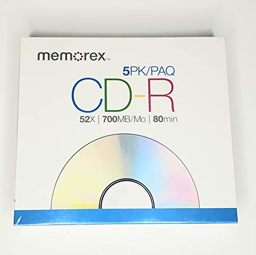 CD-R, w/ Slim Jewel Case, 52X, 700MB/80Min, 5/PK