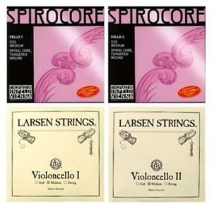 Cello Strings 4/4 Set Larsen Medium A+D, Spirocore Tungsten G+C