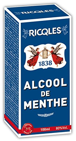 RICQLES - ALCOOL DE MENTHE- Menthe poivrée - Format voyage- Fabrication française- Flacon rond 10cl