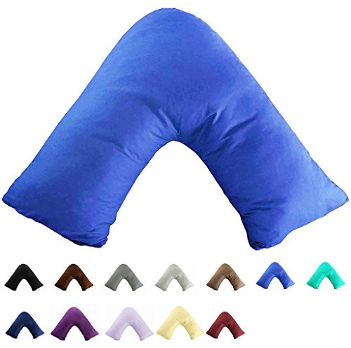 TAOSON 100% Cotton 300 Thread Count Soild Envelope Style V Shaped/Tri/Boomerang Standard Pillow Case Cushion Cover Only Cover No Insert (Royal Blue)