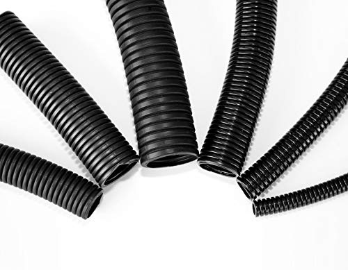 1.5 Wire Loom Non-Slit Polyethylene Corrugated Flexible Innerduct Conduit - 25 Feet - Black