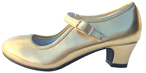 La Señorita Chaussures Flamenco Espagnol Or Princesse de Danse (Taille 37-23,5 cm)