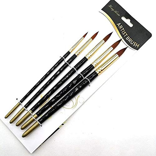 Brochas de Pintura 5 Piezas Brocha Profesional Punta Redonda,Conjunto De Pinceles De Artista De Nylon para Acrílico Acuarela Pintura Al Óleo de Crafts-Puntiagudo
