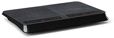 KLARSTEIN InnoChef - plaque à induction double, mobile, 3400 W, tactile, capteur de casserole, minuterie, 10 niveaux, protection anti surchauffe, verrouillage parental, vitrocéramique - noir