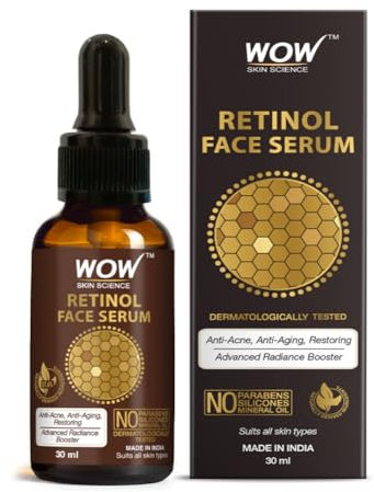 WOW Skin Science Retinol Face Serum - OIL FREE - Skin Plumping, Boost Collagen, Anti Acne, Anti Aging, Restoration - No Parabens, Silicones & Mineral Oil 30ml