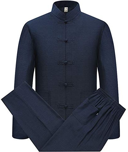 Coton Lin Tai Chi Set pour Hommes - 2 pièces Chinois Traditionnel Costume Tang Arts Martiaux Vêtements Chemises + Pantalon