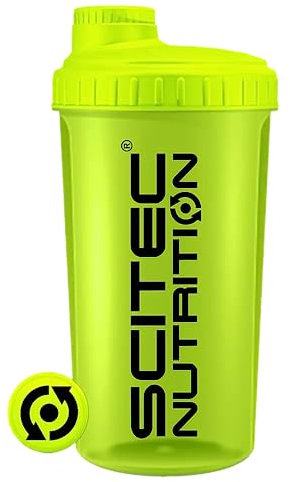 Scitec Nutrition Shaker, Shaker proteico, senza BPA, 700 ml, Giallo Neon