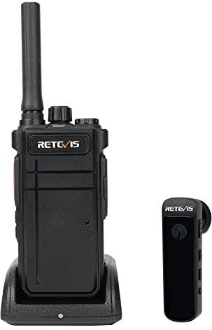 Retevis RB637 Bluetooth-Funkgerät, Walkie Talkie mit Bluetooth-Headset, 2000 mAh USB Wiederaufladbar, Taschenlampe, Freisprech-Walkie-Talkie mit Drahtlosem Klon (Schwarz, 1 Stück)