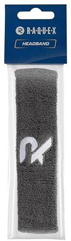 Raquex Fascia per capelli in cotone, morbida e assorbente, per sport, tennis, ciclismo, corsa, fitness e palestra, materiale elastico in cotone (grigio)