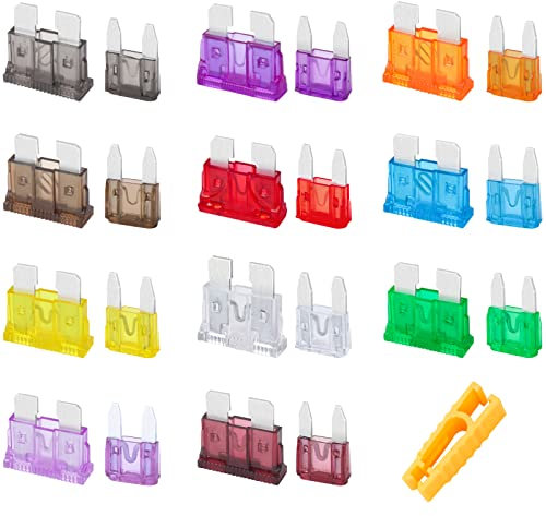 JatilEr Car Fuses - 30 Pcs, 15 Blade Fuses Standard & Mini, 2A-40A, Safety Puller for Car, Camper, Truck, Motorbike