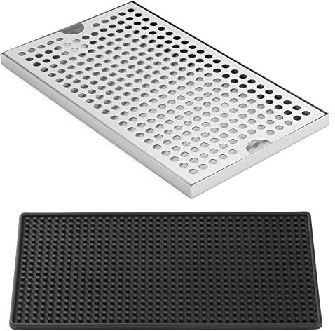 TsunNee Vassoio antigoccia per birra in acciaio inossidabile, vassoio di ricezione rimovibile, vassoio antigoccia a torre con cuscinetto in gomma antiscivolo, per casa, cucina, bar, ristorante