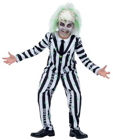 Smiffys Beetlejuice-kostym, jacka med falsk skjorta, slips och byxor