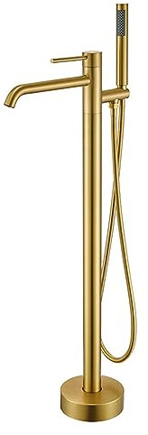 Grifo de Bañera Exenta, Tirador Monomando De Suelo Grifo Bañera Exenta Giratorio 360°,Oro Cepillado