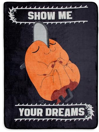 Just Funky Chainsaw Man Pochita Show Me Your Dreams Fleece Throw Blanket | 45 x 60 Inches