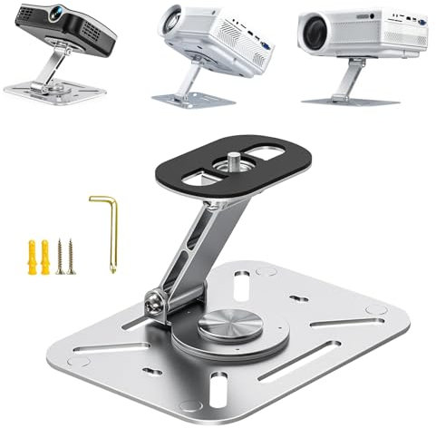 Desktop Projector Stand, 360° Rotation Base Projector Wall and Ceiling Mount, Easy Install 1/4 Screw Universal Compatibility for Most Projectors for Home Cinema, Games Room, Office