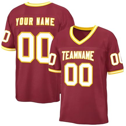 Maillot de Football Personnalisé HGWOPGASD - Maillot de Football Américain - Nom et Numéro - Enfants et Adultes - A36 - Blanc - S to 7XL (Hommes & Jeunes), 4XL (Femmes), XL (Jeunes)