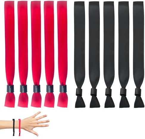 Qixuer 100 Pezzi Braccialetti Eventi, Tessuto d'ingresso, Braccialetti in Tessuto per Feste e Concerti (50 Nero + 50 Rosso)