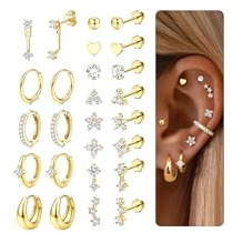 CASSIECA 13Pairs Boucles d'Oreilles Femme Piercing Oreille Acier Inoxydable