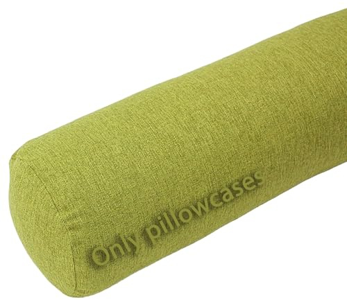 BLLMTEAR Funda de Almohada Cervical cilíndrica de Lino con Cremallera (Solo Funda), Transpirable y Lavable.(Green,﻿ 7.8x30.7in/20x78cm)