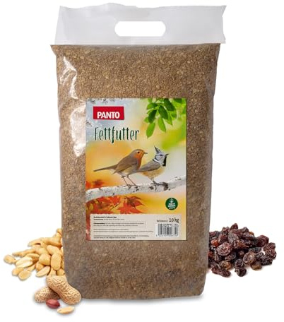PANTO Fettfutter für Wildvögel 10 kg – energiereiches Vogel Fettfutter mit Erdnüssen, Getreide & Früchten, ganzjähriges Wildvogelfutter für Körner- und Weichfresser